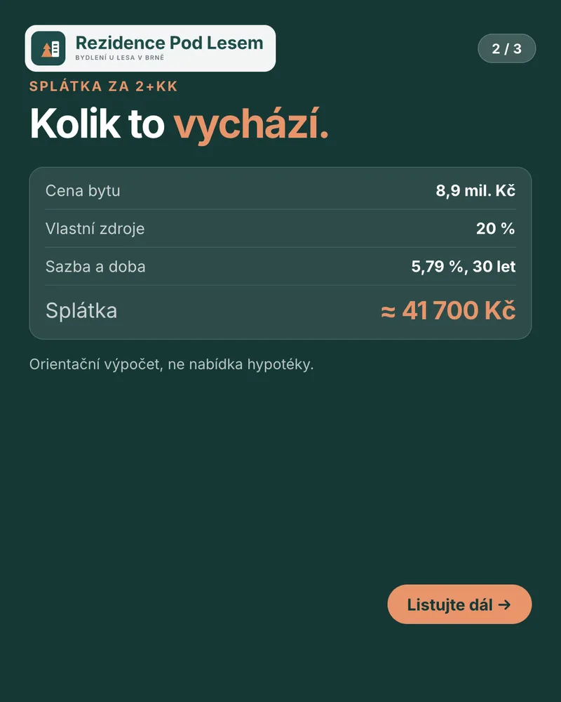 Karusel 2/3: Splátka za 2+kk