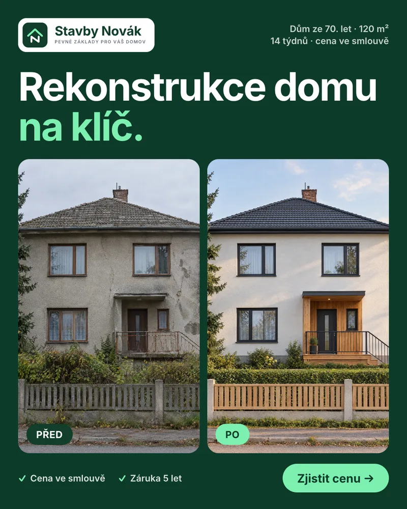 Reklama Stavby Novák: rekonstrukce před a po