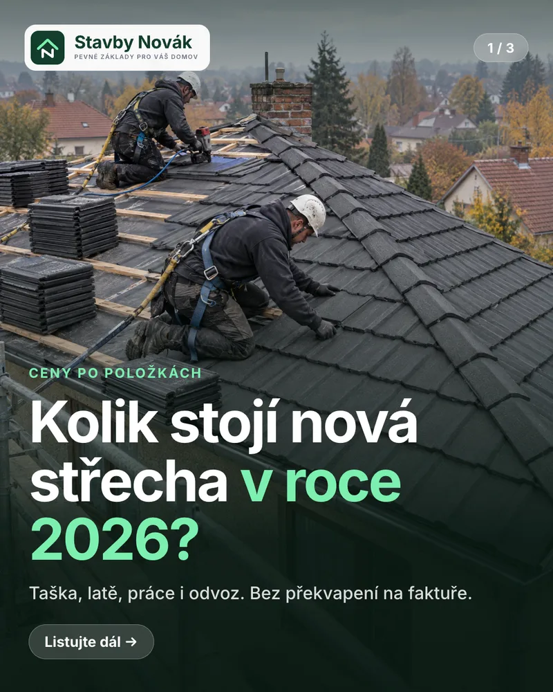 Karusel 1/3: Kolik stojí nová střecha v roce 2026