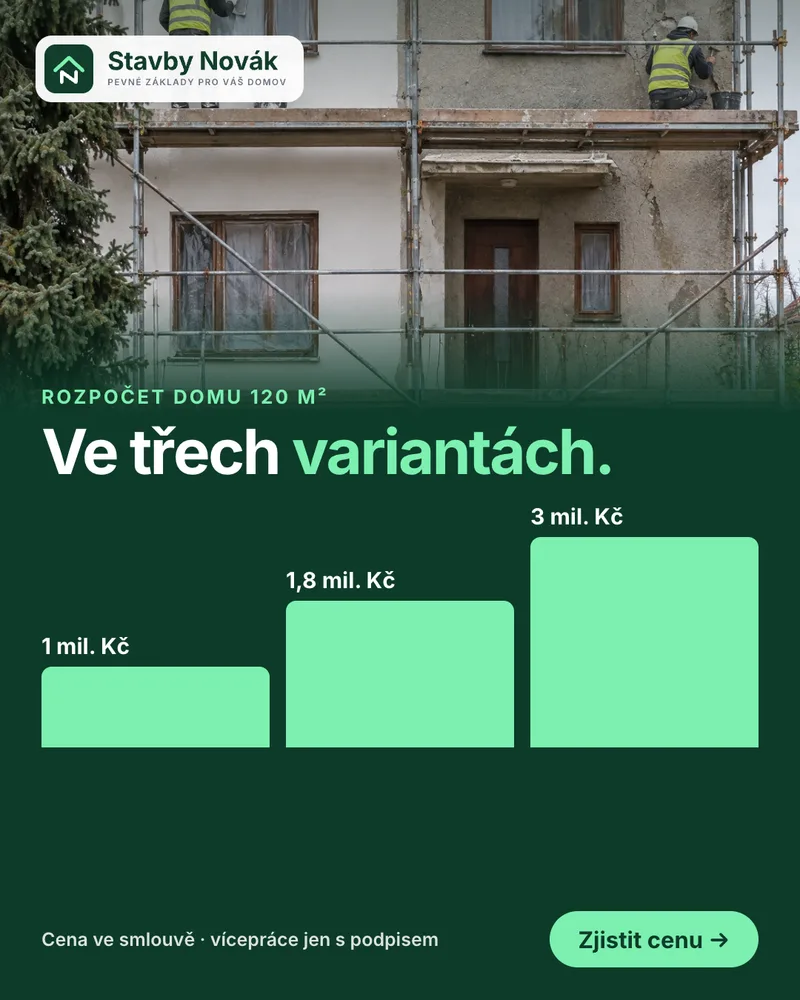 Reklama Stavby Novák: rozpočet domu ve třech variantách