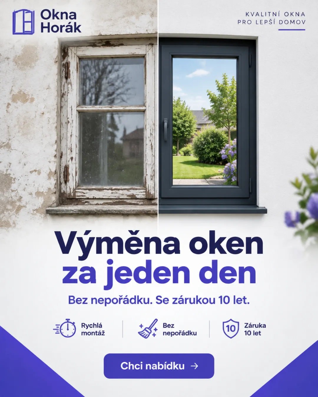 Banner B: výměna oken, půlená fotka